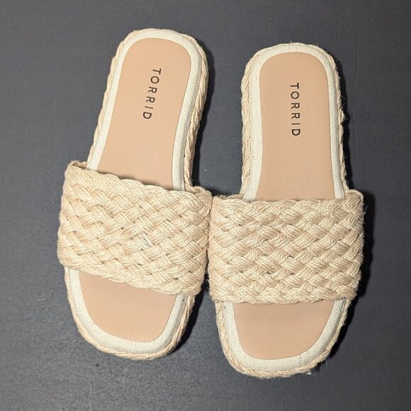 Torrid Jute Raffia Woven Platform Slides W 7 - Picture 6 of 10